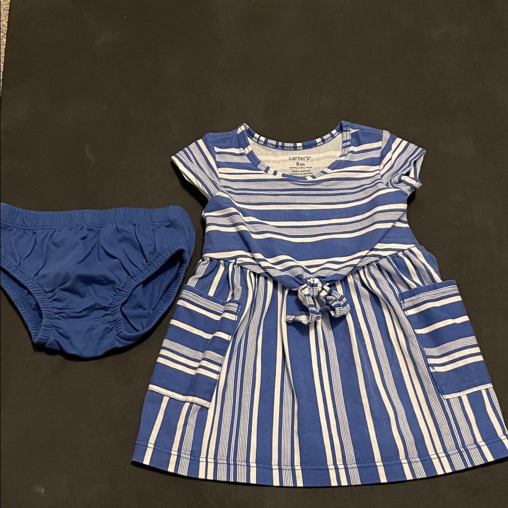 Carter's Blue and White Striped Dress Set